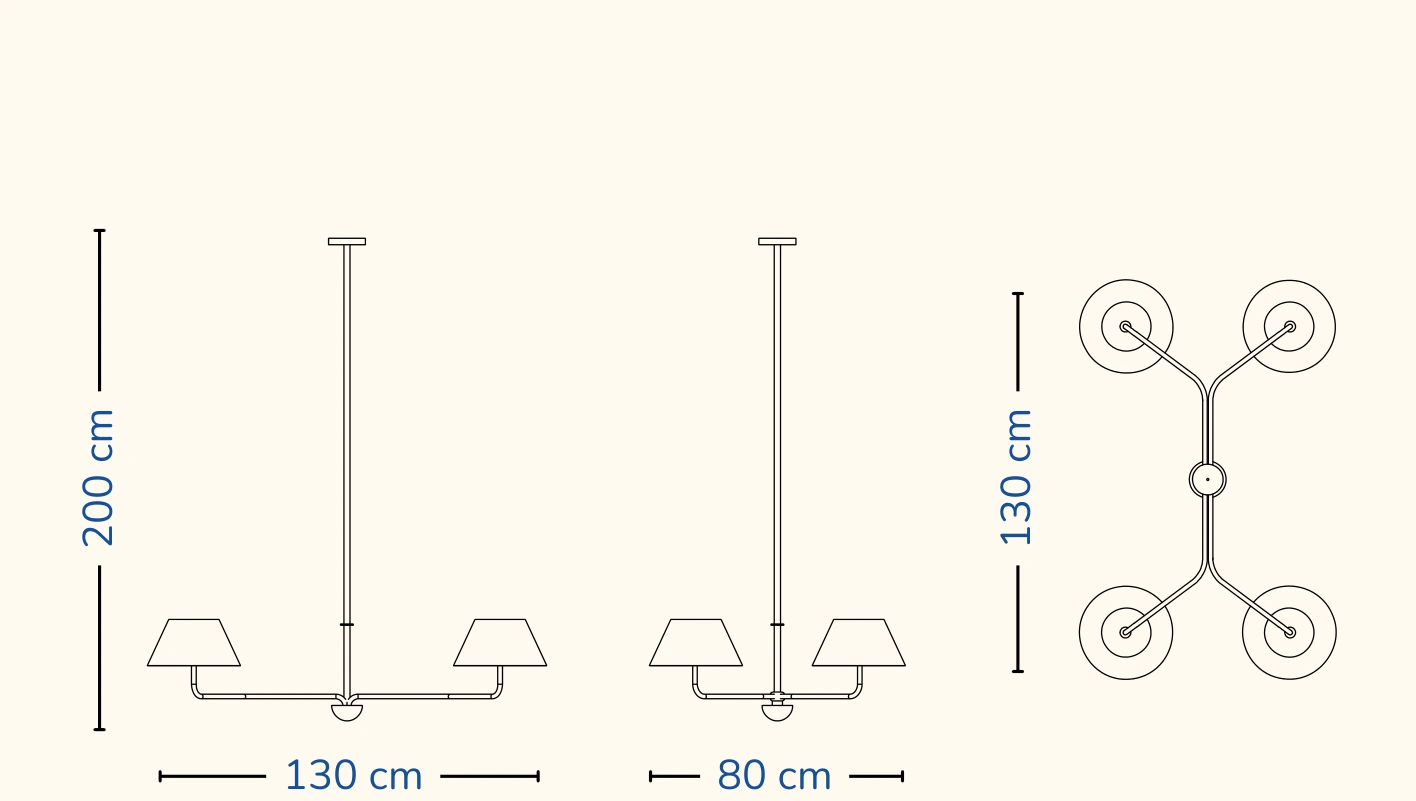 Medidas: 200 cm de alto, 130 × 80 cm, caperuzas de 30 cm