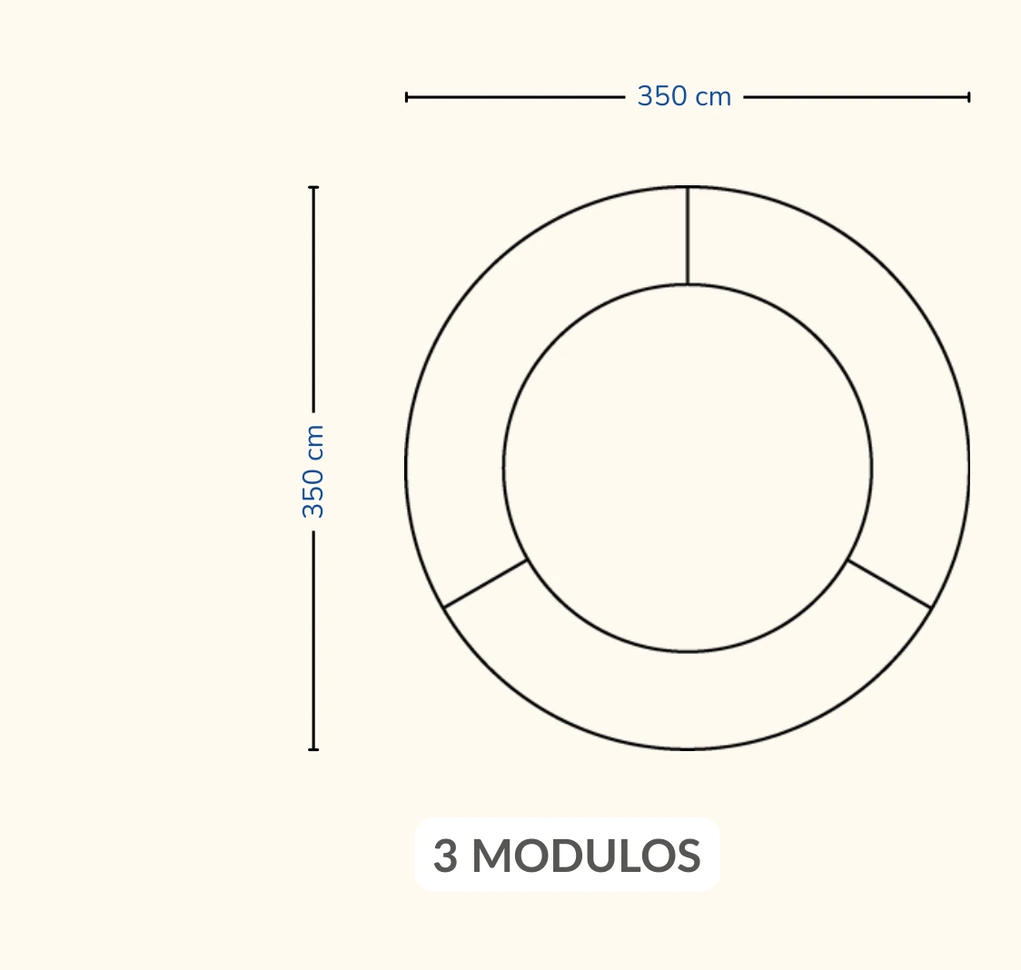 3 módulos: círculo de 350 cm